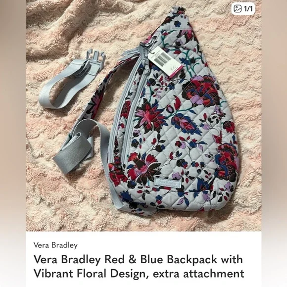 NWT Vera Bradley Multicolor Floral Crossbody Bag/Sling Backpack - Picture 16 of 16